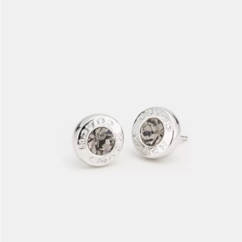 Coach Open Circle Stone Stud Earrings